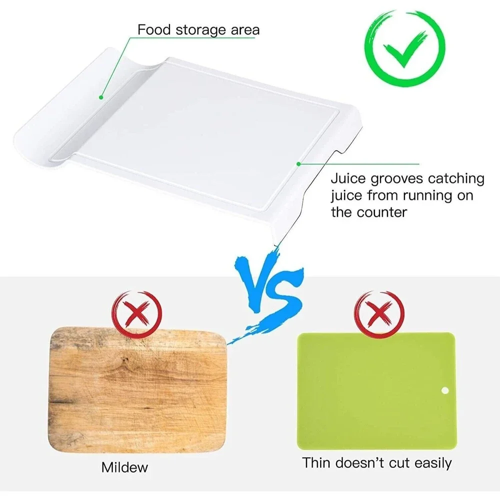 Smart Cutting Board For Kitchen w/Groove, Convenient & Durable, Easy to Clean